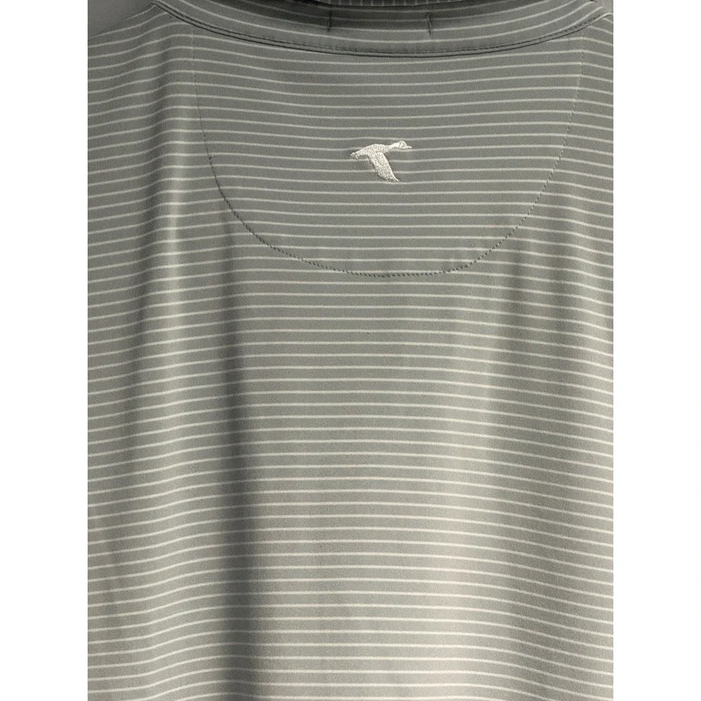 Genteal Performanc Polo Shirt Mens XL Gray White Stripe Short Sleeve Golf - Picture 7 of 12